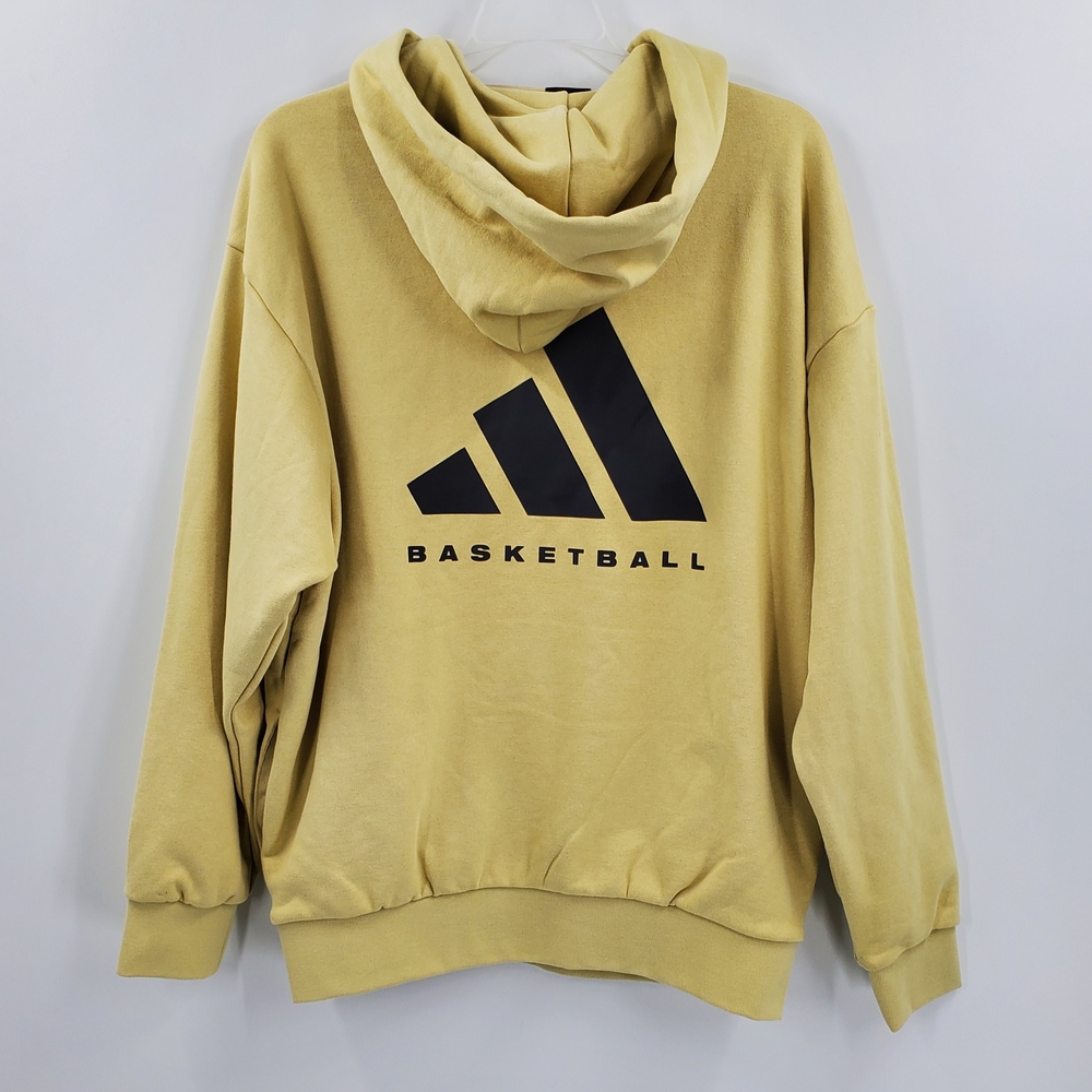 Adidas Baskeball Sueded Hoodie Sweatshirt (Halo Gold) IN7706 Unisex Small‎ NEW - Picture 4 of 5